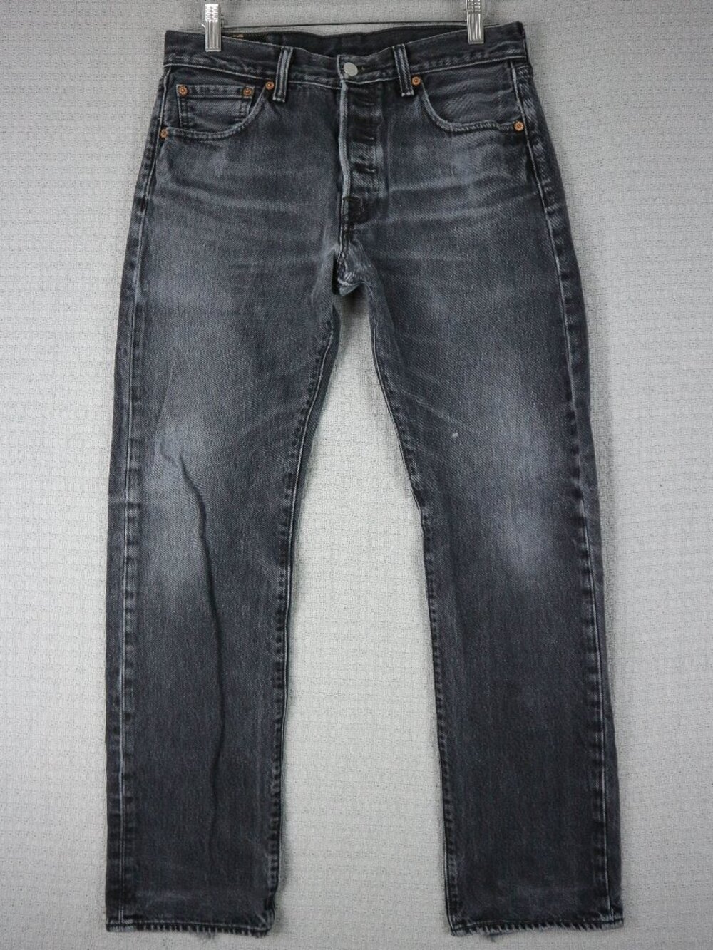Levi's 501 Distressed Black Faded Classic Straight Fit Denim 30x30 fits 30x27.5